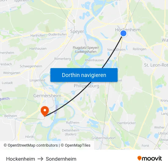 Hockenheim to Sondernheim map