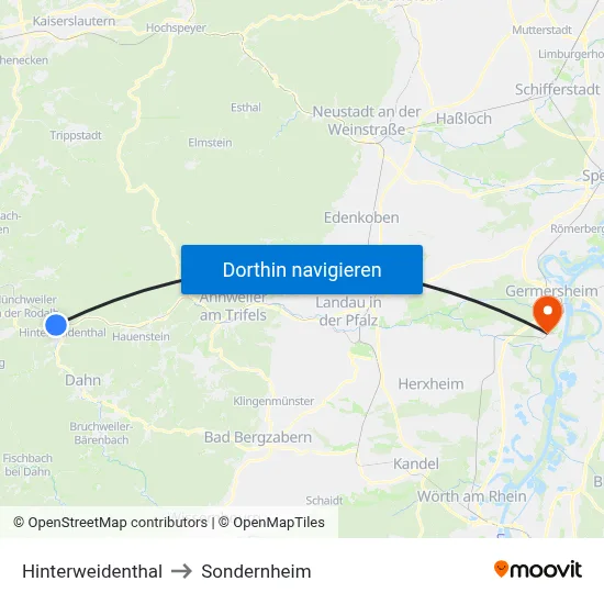 Hinterweidenthal to Sondernheim map