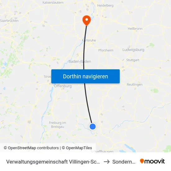 Verwaltungsgemeinschaft Villingen-Schwenningen to Sondernheim map