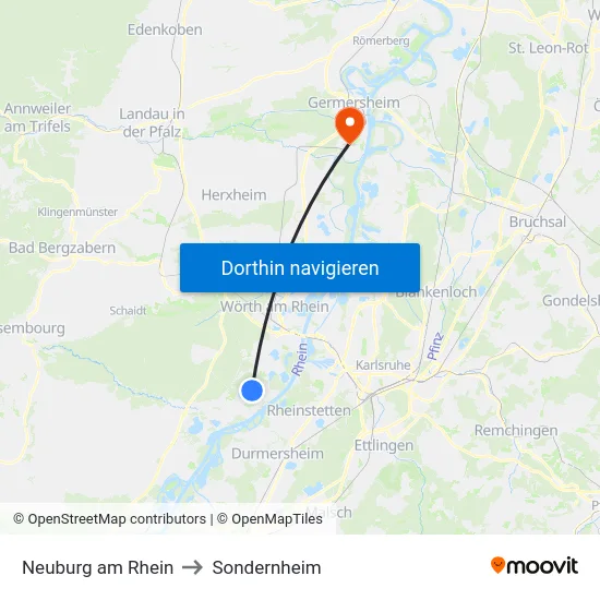 Neuburg am Rhein to Sondernheim map