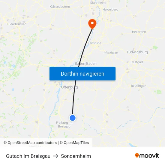 Gutach Im Breisgau to Sondernheim map