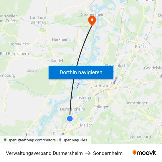 Verwaltungsverband Durmersheim to Sondernheim map