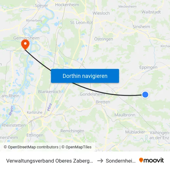 Verwaltungsverband Oberes Zabergäu to Sondernheim map