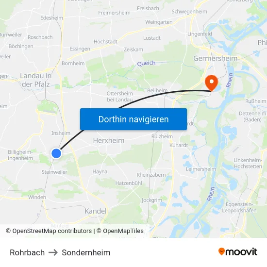 Rohrbach to Sondernheim map