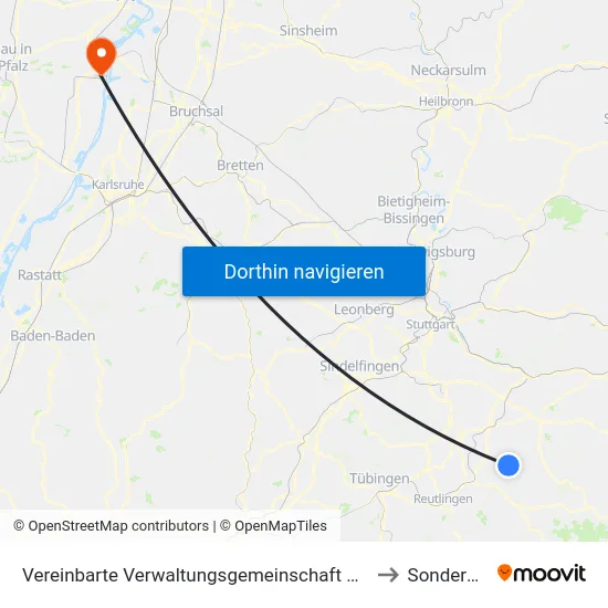 Vereinbarte Verwaltungsgemeinschaft Der Stadt Neuffen to Sondernheim map