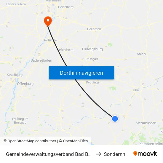 Gemeindeverwaltungsverband Bad Buchau to Sondernheim map