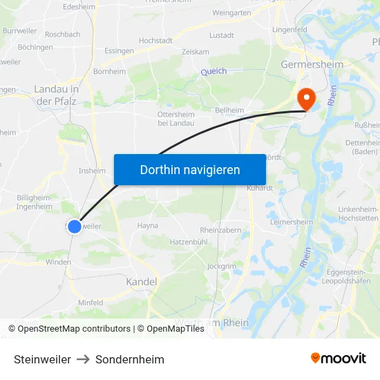 Steinweiler to Sondernheim map