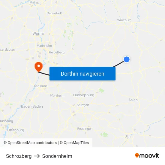 Schrozberg to Sondernheim map