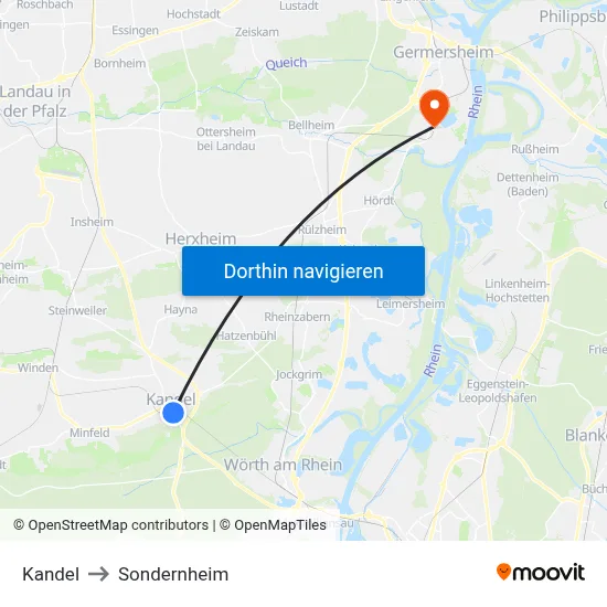 Kandel to Sondernheim map