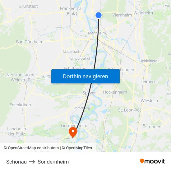 Schönau to Sondernheim map