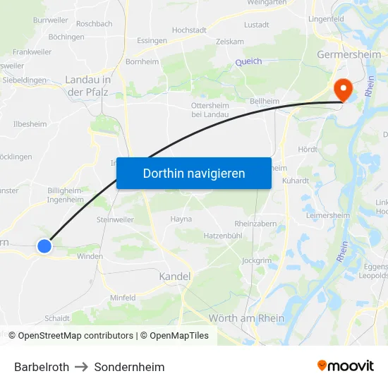 Barbelroth to Sondernheim map