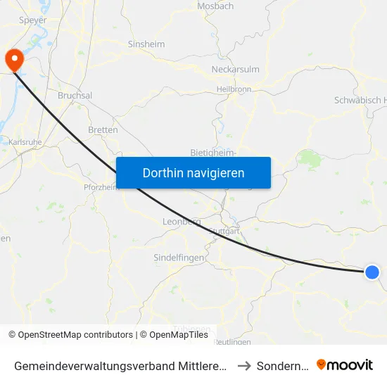 Gemeindeverwaltungsverband Mittleres Fils-Lautertal to Sondernheim map