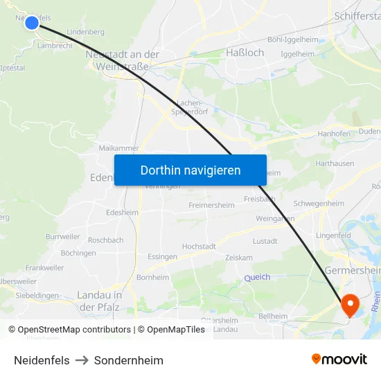 Neidenfels to Sondernheim map