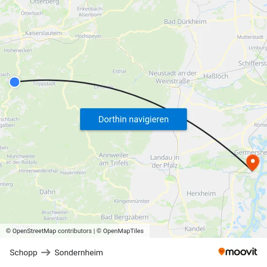 Schopp to Sondernheim map