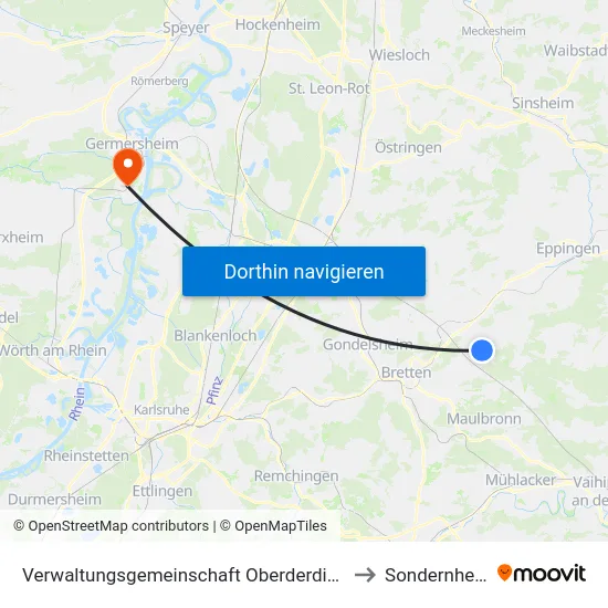 Verwaltungsgemeinschaft Oberderdingen to Sondernheim map