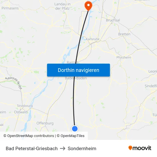 Bad Peterstal-Griesbach to Sondernheim map