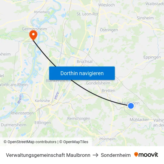 Verwaltungsgemeinschaft Maulbronn to Sondernheim map