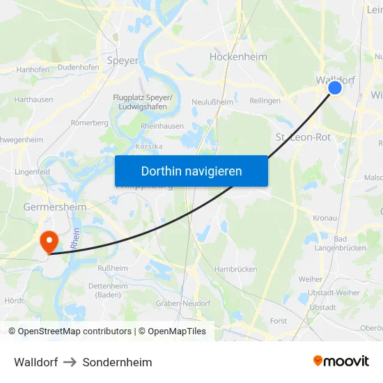 Walldorf to Sondernheim map