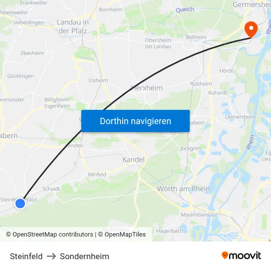 Steinfeld to Sondernheim map