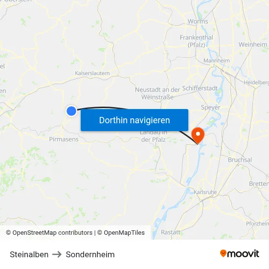 Steinalben to Sondernheim map