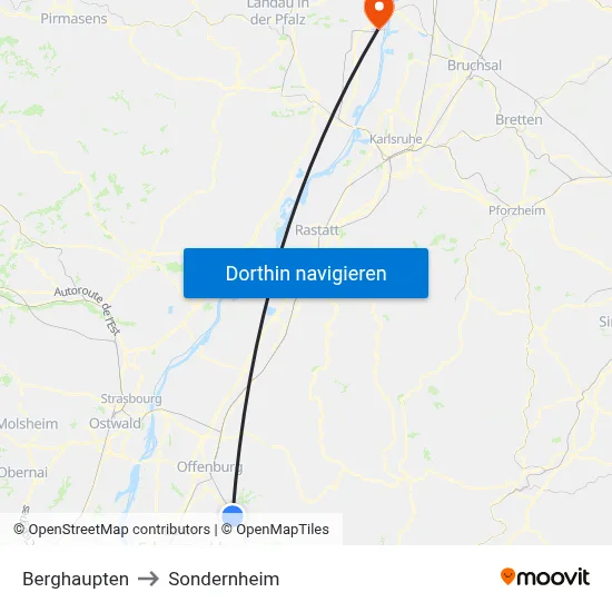 Berghaupten to Sondernheim map