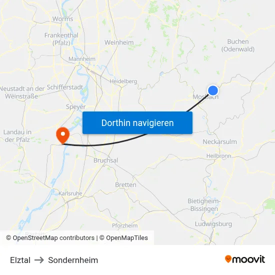 Elztal to Sondernheim map
