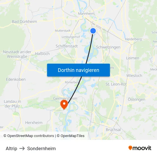 Altrip to Sondernheim map