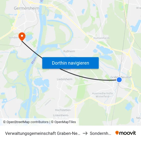 Verwaltungsgemeinschaft Graben-Neudorf to Sondernheim map