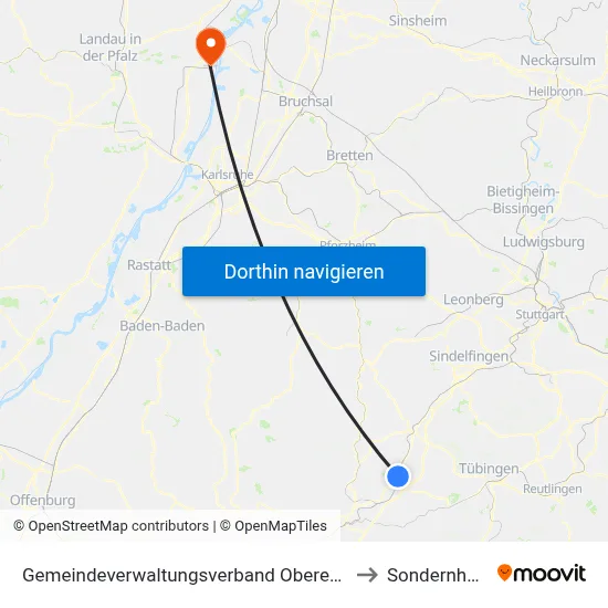 Gemeindeverwaltungsverband Oberes Gäu to Sondernheim map
