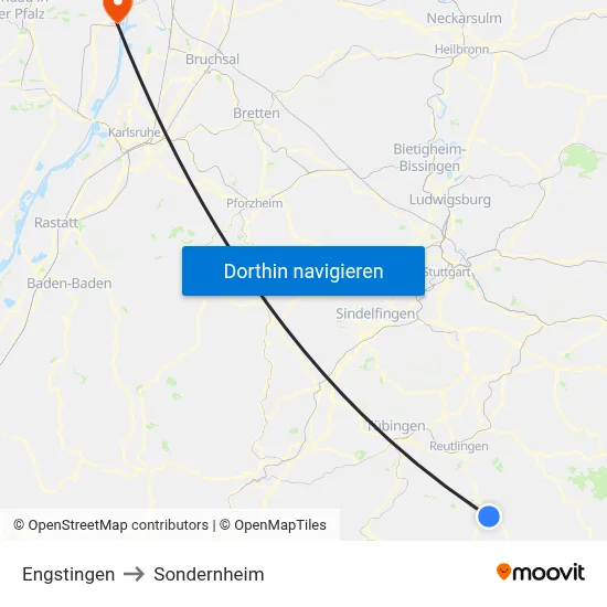 Engstingen to Sondernheim map