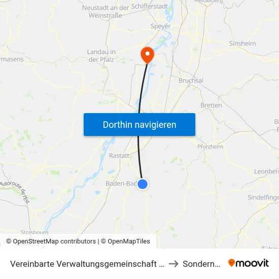 Vereinbarte Verwaltungsgemeinschaft Gernsbach to Sondernheim map