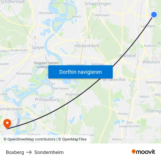 Boxberg to Sondernheim map