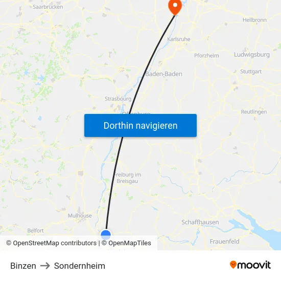 Binzen to Sondernheim map