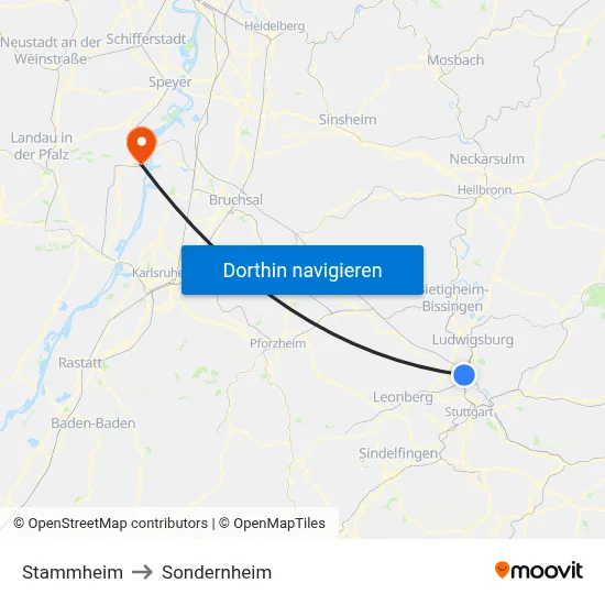 Stammheim to Sondernheim map