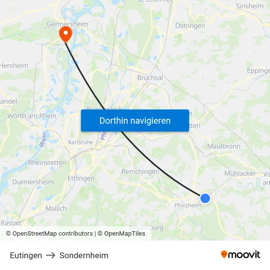 Eutingen to Sondernheim map