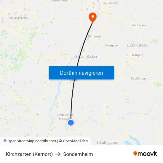 Kirchzarten (Kernort) to Sondernheim map