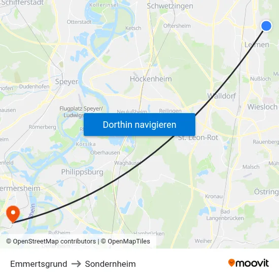Emmertsgrund to Sondernheim map