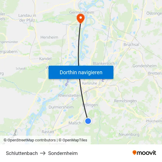Schluttenbach to Sondernheim map