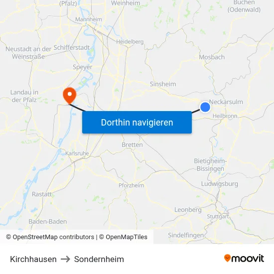 Kirchhausen to Sondernheim map