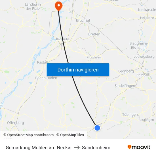 Gemarkung Mühlen am Neckar to Sondernheim map