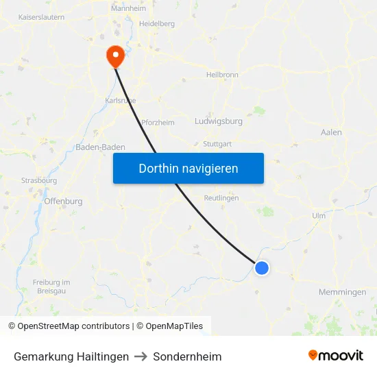Gemarkung Hailtingen to Sondernheim map