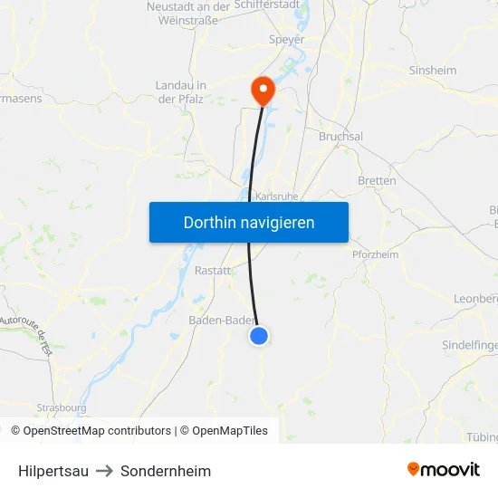 Hilpertsau to Sondernheim map