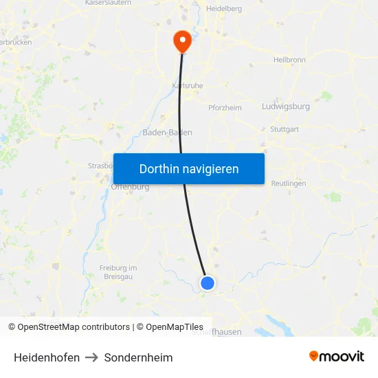 Heidenhofen to Sondernheim map