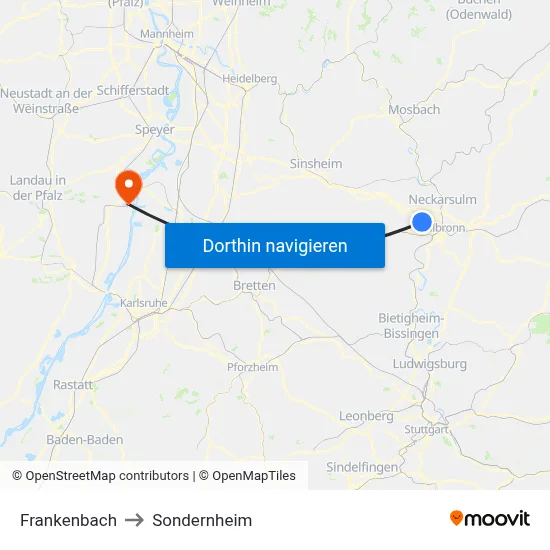 Frankenbach to Sondernheim map