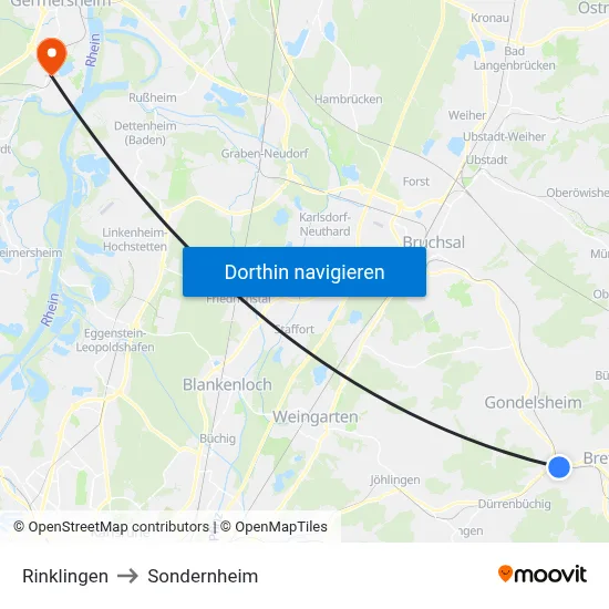 Rinklingen to Sondernheim map