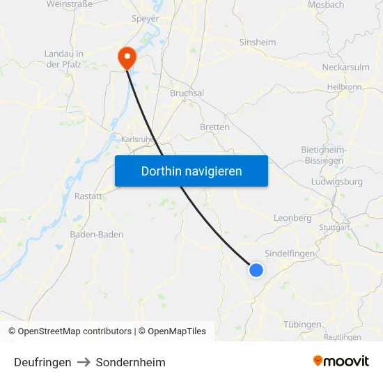 Deufringen to Sondernheim map