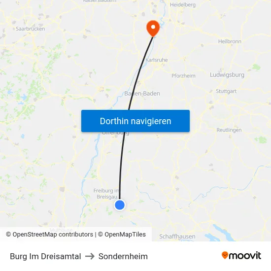 Burg Im Dreisamtal to Sondernheim map