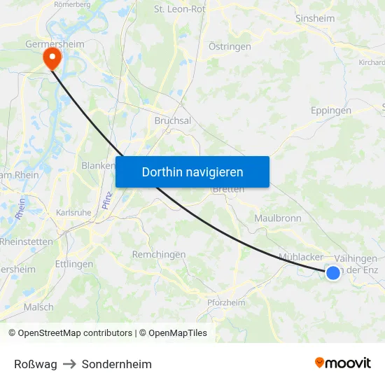 Roßwag to Sondernheim map