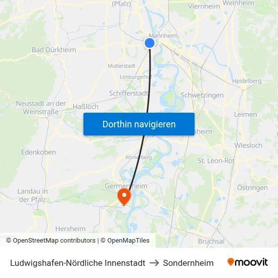 Ludwigshafen-Nördliche Innenstadt to Sondernheim map