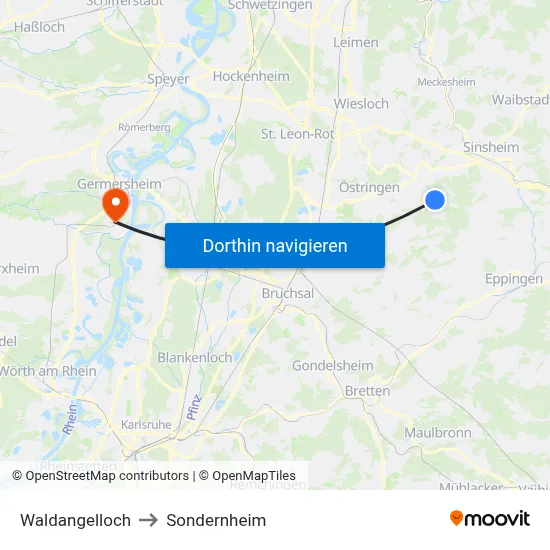 Waldangelloch to Sondernheim map